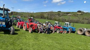 The tractors parked at halfway at Felindre