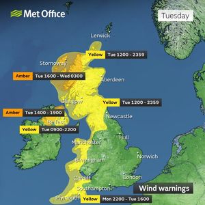 Storm Bram bringing amber alert for wind and rain.