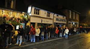 Queues outside Castle Hall