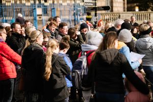 Dozens of people turned out in support of Ukraine