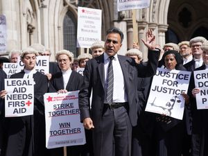 Navjot Sidhu and criminal barristers outside Royal Courts of Justice