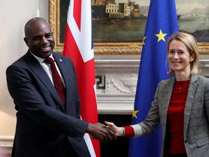 David Lammy welcomes EU high representative for foreign affairs Kaja Kallas (Isabel Infantes/PA)