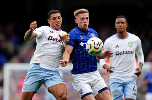 Aston Villa's Diego Carlos (left) and Ipswich Town's Liam Delap 