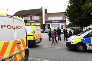 Police at the scene of the drama