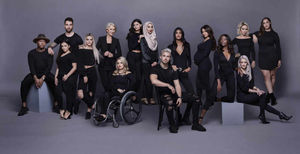 Cheryl – fourth from the right at the back – debuts her baby bump in the new All Worth It campaign (L'Oreal/PA)