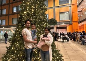 The parents of Hernata and her brother at the Christmas lights switch on at the Midland Metropolitan University Hospital.