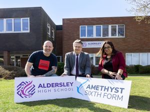 Photo by Carol Bailey shows Stephen Blower, from Aldersley High School, Nick Watts, and Jas Bhangal, Amethyst Sixth Form