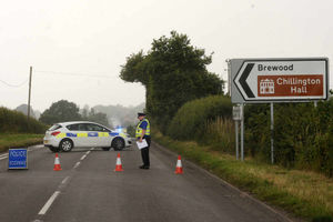 Police close off the scene of the fatal collision in Stretton
