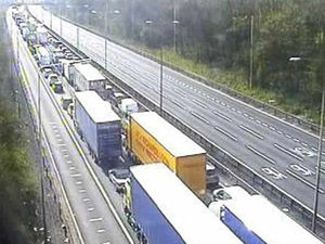 Supporting image for story: Man dies after falling from bridge on to M6 near junction with M54