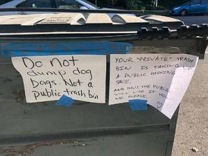 Supporting image for story: This man’s campaign against a bin left on his street is a passive aggressive 21st-century epic