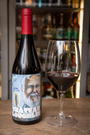 A bottle of Chateau Loughlin.            