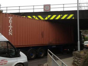 Supporting image for story: Main road closed as lorry gets stuck under bridge