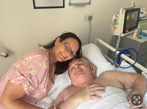Tony's wife Janine visiting him in hospital