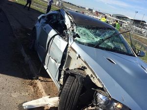 Supporting image for story: Racing driver left high and dry after airport parking flips his BMW