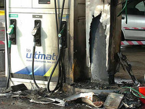 Supporting image for story: Petrol station is hit by fire