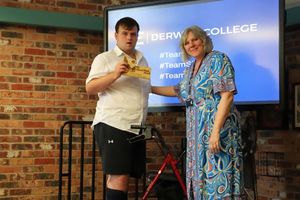 Harry Kirsten Royle with principal Meryl Green