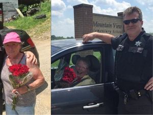 Supporting image for story: This policeman pulled over women to give them roses, in honour of his late mum