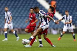 Karlan Grant battles for the ball against Rayo Vallecano (Photo by Adam Fradgley/West Bromwich Albion FC via Getty Images)