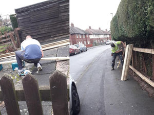 Supporting image for story: Kind workers fix old lady's fence after Bonfire Night vandalism