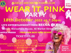 Supporting image for story: Rugeley and District Lions Club present Wear it Pink Party for Breast Cancer Now