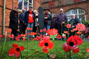 The poppies are made from recycled bottles and knitwear