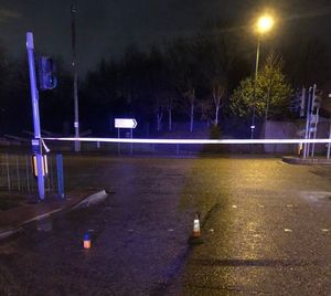 The road was cordoned off