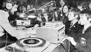 March 11, 1971. BBC Radio One Club visited the Vine Club in Newport, hosted by top disc jockey Noel Edmonds. The caption read: 'On air after a technical fault had delayed for 20 minutes the start of Radio 1 Club from the Vine Club, Newport, yesterday is disc jockey Noel Edmonds.' the report said. 