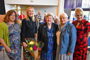 Britian in Bloom 2022 Presentations with Councillor Olly Rose, Oswestry In Bloom Chair Natalie Bainbridge, Betty Gull, Margaret Thrower and Louise Humphreys.