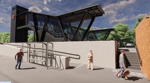 An artists impression of the footbridge that is to be installed at Abergavenny train station. Picture: Network Rail.