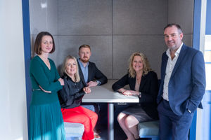 Head of office Matt Hayes (white shirt) with the team from HCR Law's new Shrewsbury operation