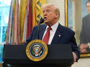 Donald Trump speaking in the Oval Office