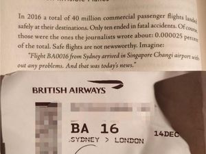 Supporting image for story: Plane passenger’s book eerily references the exact flight they’re reading it on