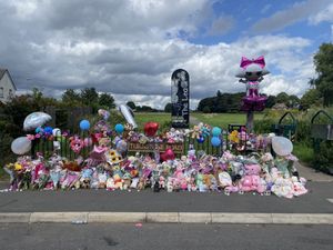 Tributes left at the scene in Turnstone Road