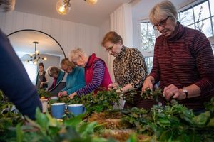 Supporting image for story: Whitchurch WI get creative at festive wreath-making workshop