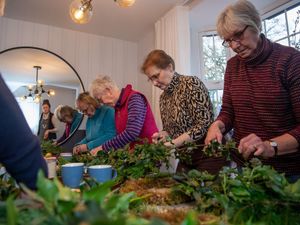Supporting image for story: Whitchurch WI get creative at festive wreath-making workshop