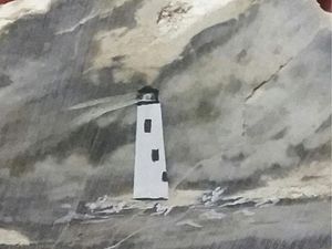 Supporting image for story: This grey rock provided an artist with a perfect backdrop for her tiny painting