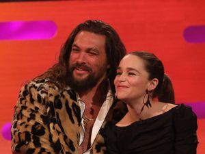 Supporting image for story: Game Of Thones star Emilia Clarke reunites with on-screen husband Jason Momoa