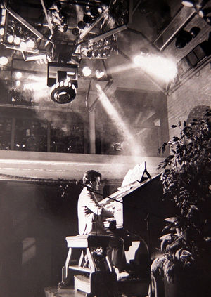 The official opening concert of the newly installed WurliTzer organ at the Buttermarket, Shrewsbury, given by Phil Kelsall, resident organist at the Tower Ballroom, Blackpool, in January 1989. 'A lot of the members weren't too happy about the flashing lights and the smoke. It was not their scene,' said Tony Byrne, chairman of the trustees of Shropshire Theatre Organ Trust