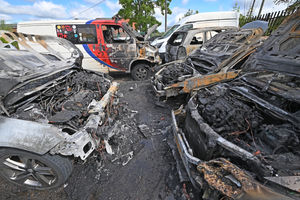 Burnt out cars at AEM group, St George's, after the blaze
