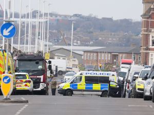 Emergency services at the scene on the A259 Marina