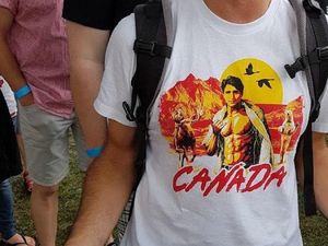 Supporting image for story: This T-shirt of a topless Justin Trudeau has everyone asking: is this how the world sees Canada?
