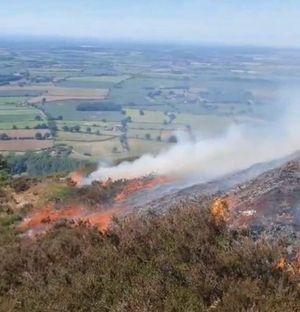 Flames on top of the Wrekin on Friday. Photo: Louis Wright