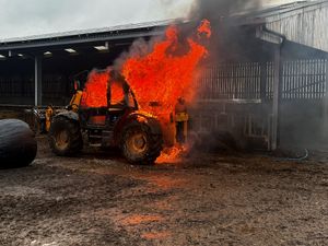 Firefighters tackling the blaze (Market Drayton Fire Station)