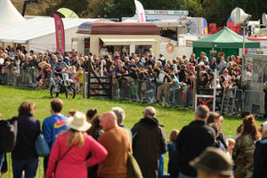 The large crowds at Kington Show were enthralled by the Bolddog FMX motorcycle team. Image by Andy Compton