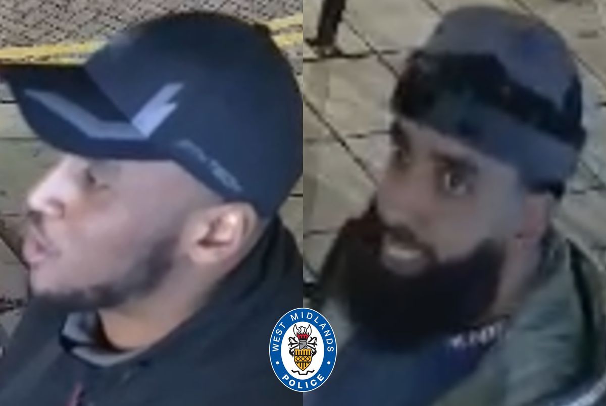 Two men wearing hats in Dudley sought by police after a pair were left unconscious following a serious assault