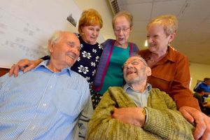 Ron Tomlin with wife Freda, 89, and Roy with daughters Ann Barker, 72, and Sue Jones, 63