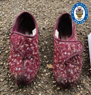 An image of the slippers worn by the woman have been released to help with identification. Photo: West Midlands Police