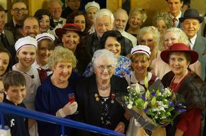 Muriel Ellis with the cast of Me and My Girl - the last show before she stood down from the Musical Theatre Company