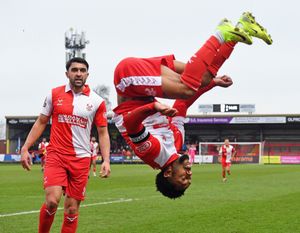 Ashley Hemmings celebrates after a goal.