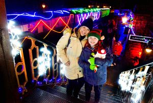 LAST COPYRIGHT SHROPSHIRE STAR STEVE LEATH 10/12/2019..Pic in Bridgnorth at the Severn Valley Railway where they had there Lights and Steam event ( pics taken in torrential rain).  Katie and Tracy Bishop..